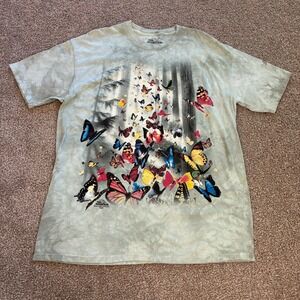 The Mountain Butterfly T Shirt Mens XL Gray Tie Dye Vintage Y2K 2004 Nature Tee